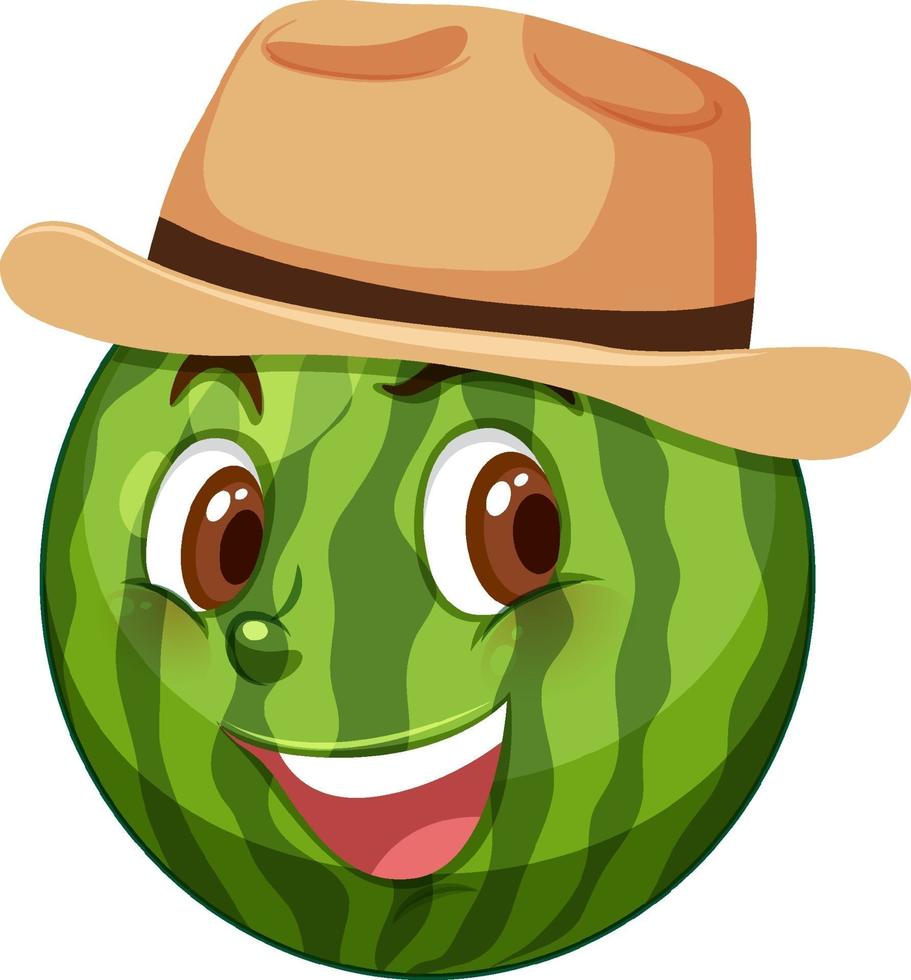 Watermelon cartoon character with facial expression vector