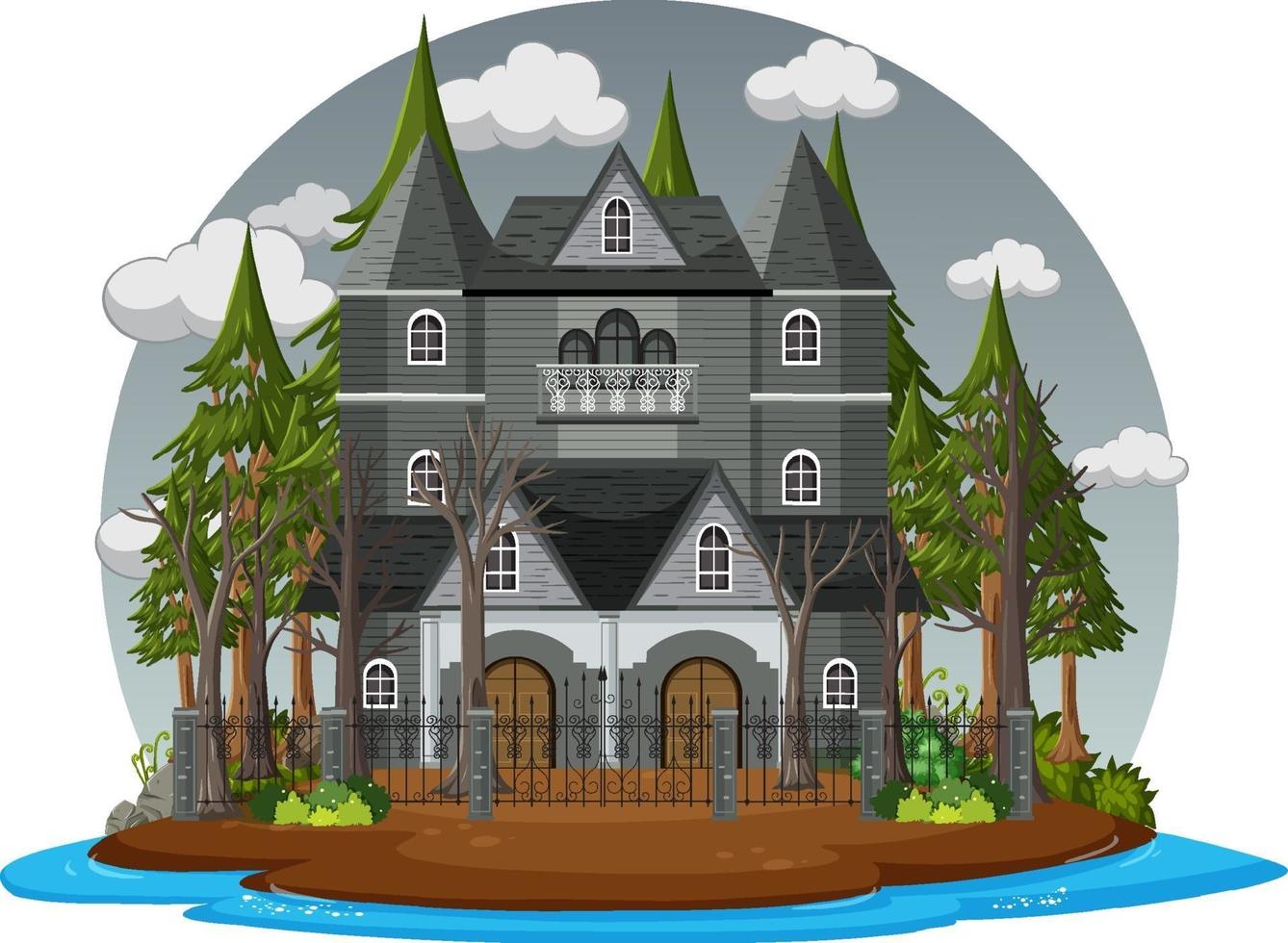 Haunted house with grey sky vector