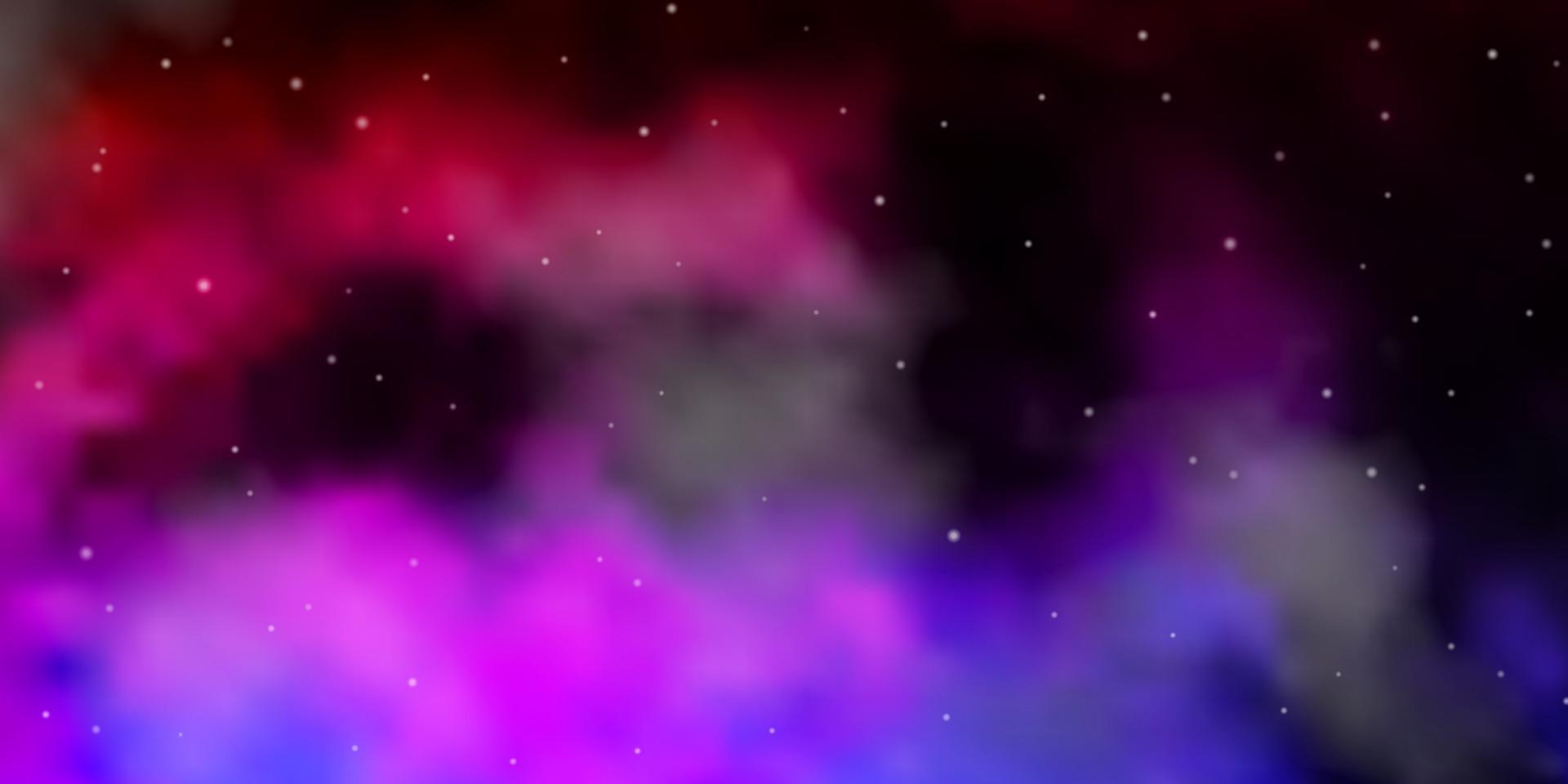 Dark Purple, Pink vector template with neon stars.