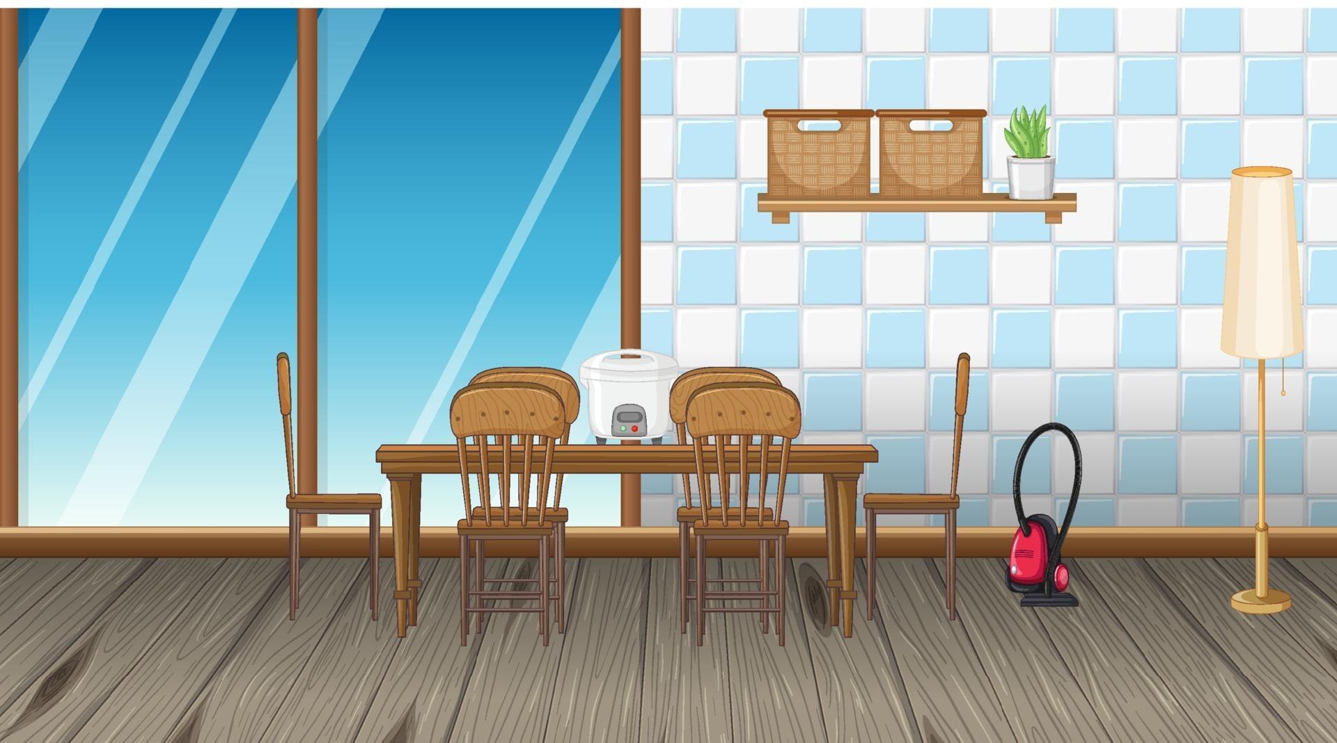 Dining room interior design with furniture 3215067 Vector ...
