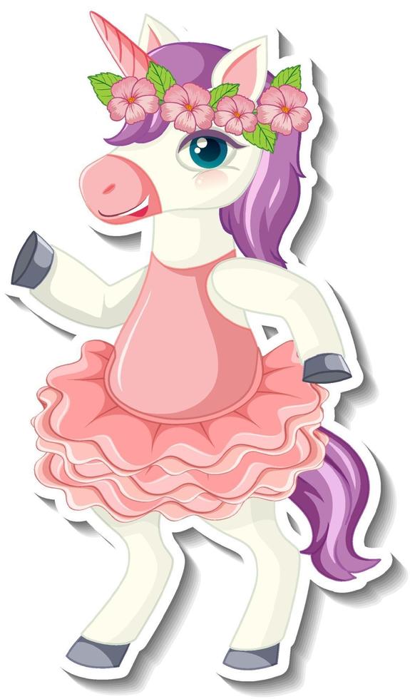 Cute unicorn stickers with a purple unicorn cartoon character vector
