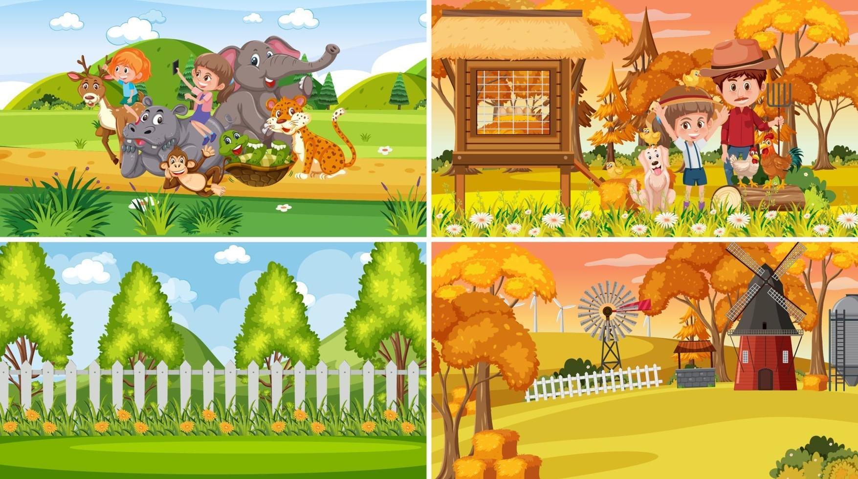 Set of different nature background scenes vector