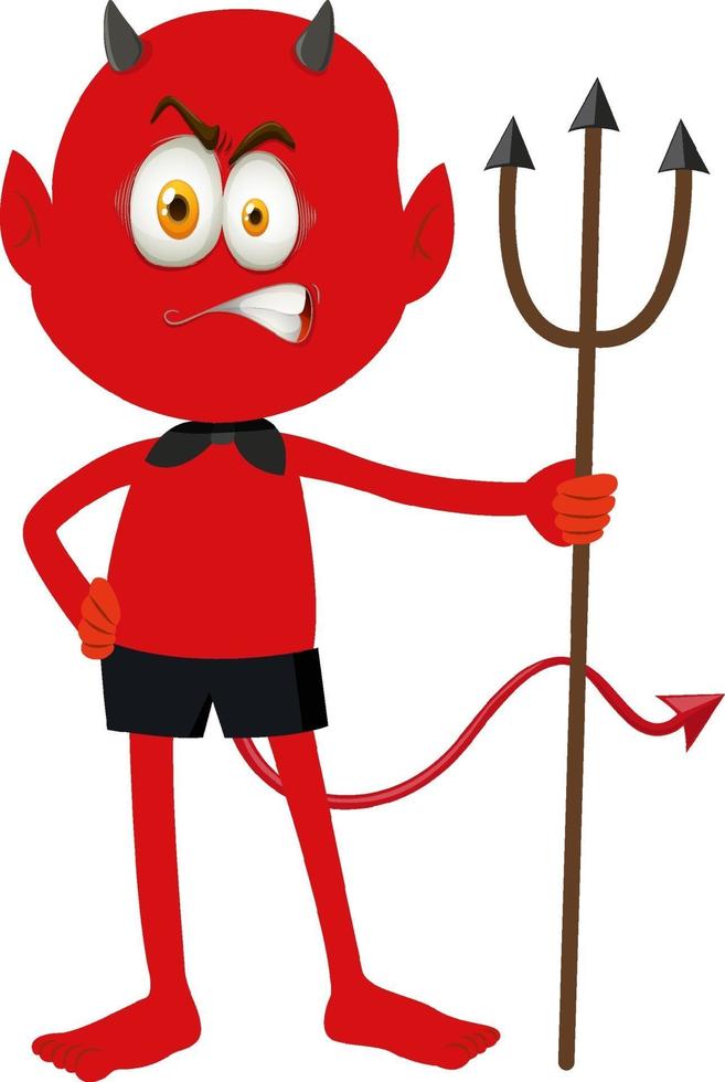 A red devil cartoon character with facial expression vector