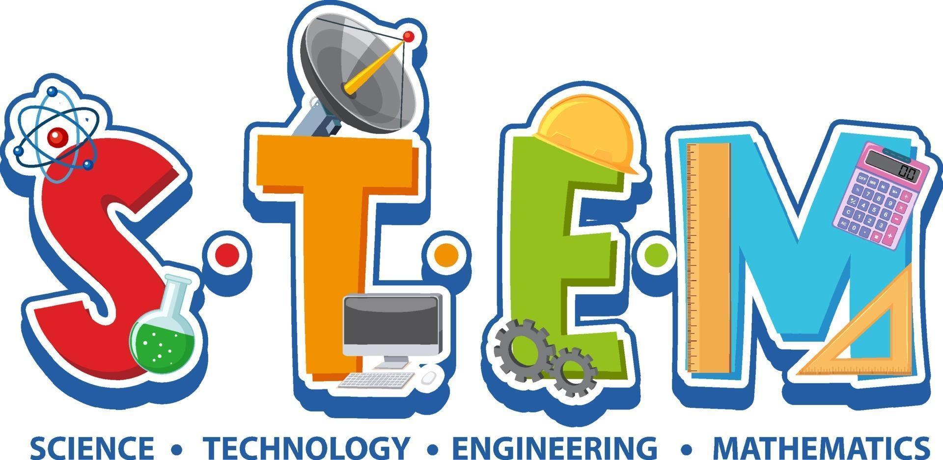 Colourful STEM education text icon vector