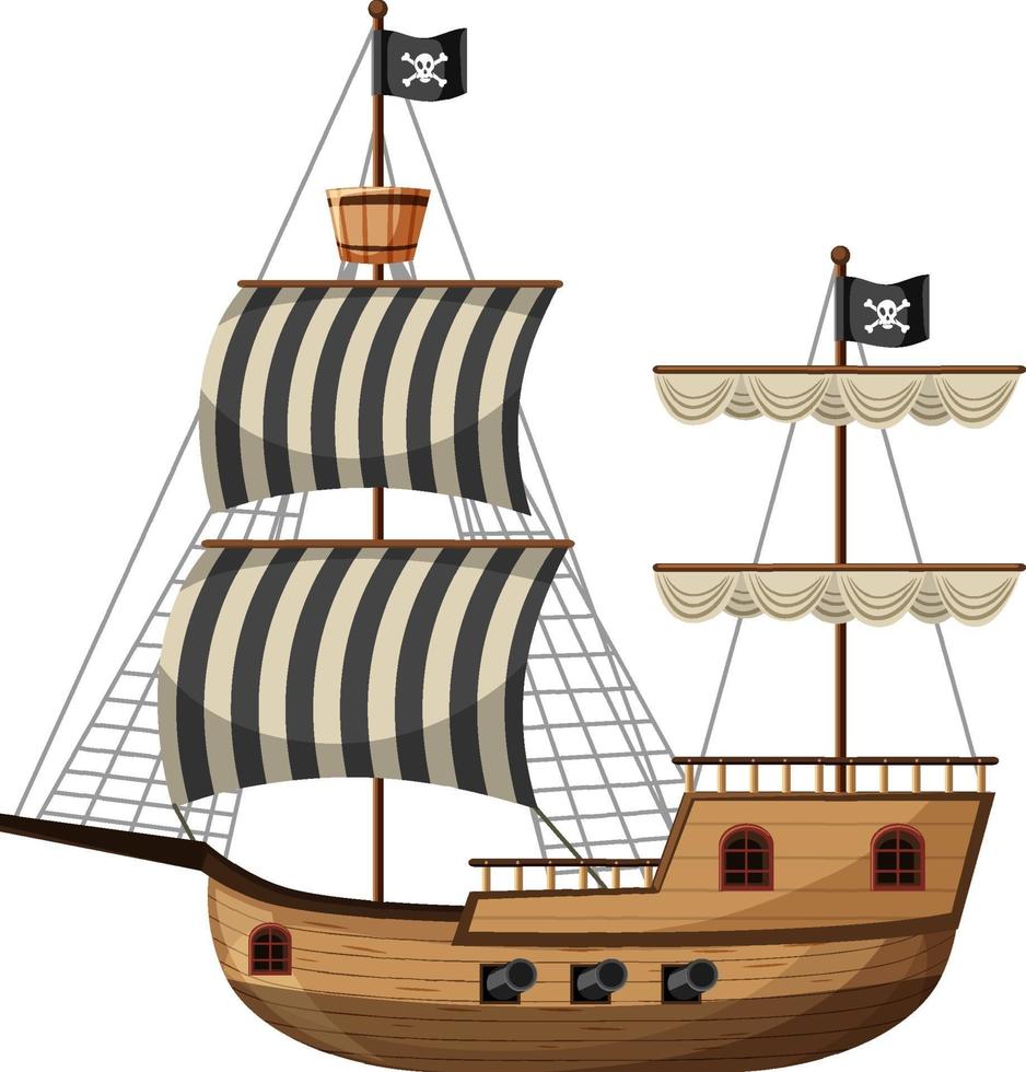 Pirate Ship in cartoon style isolated on white background vector