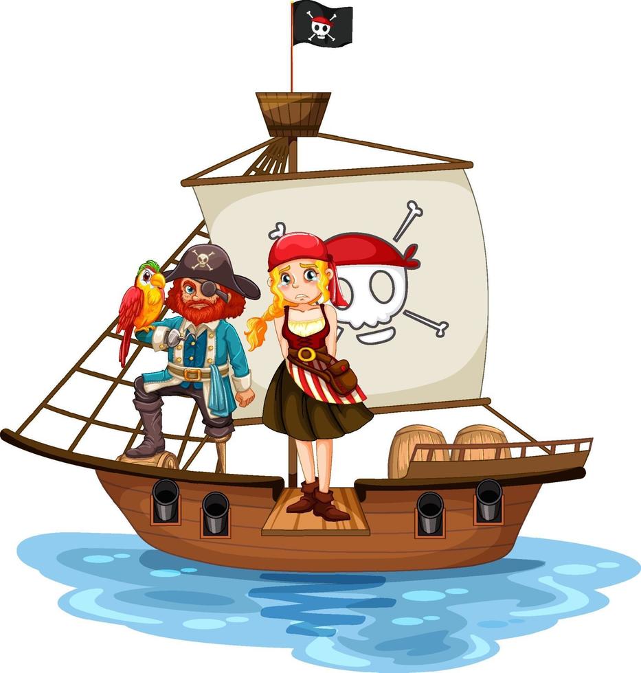 Pirate concept with a girl walking the plank on the ship vector