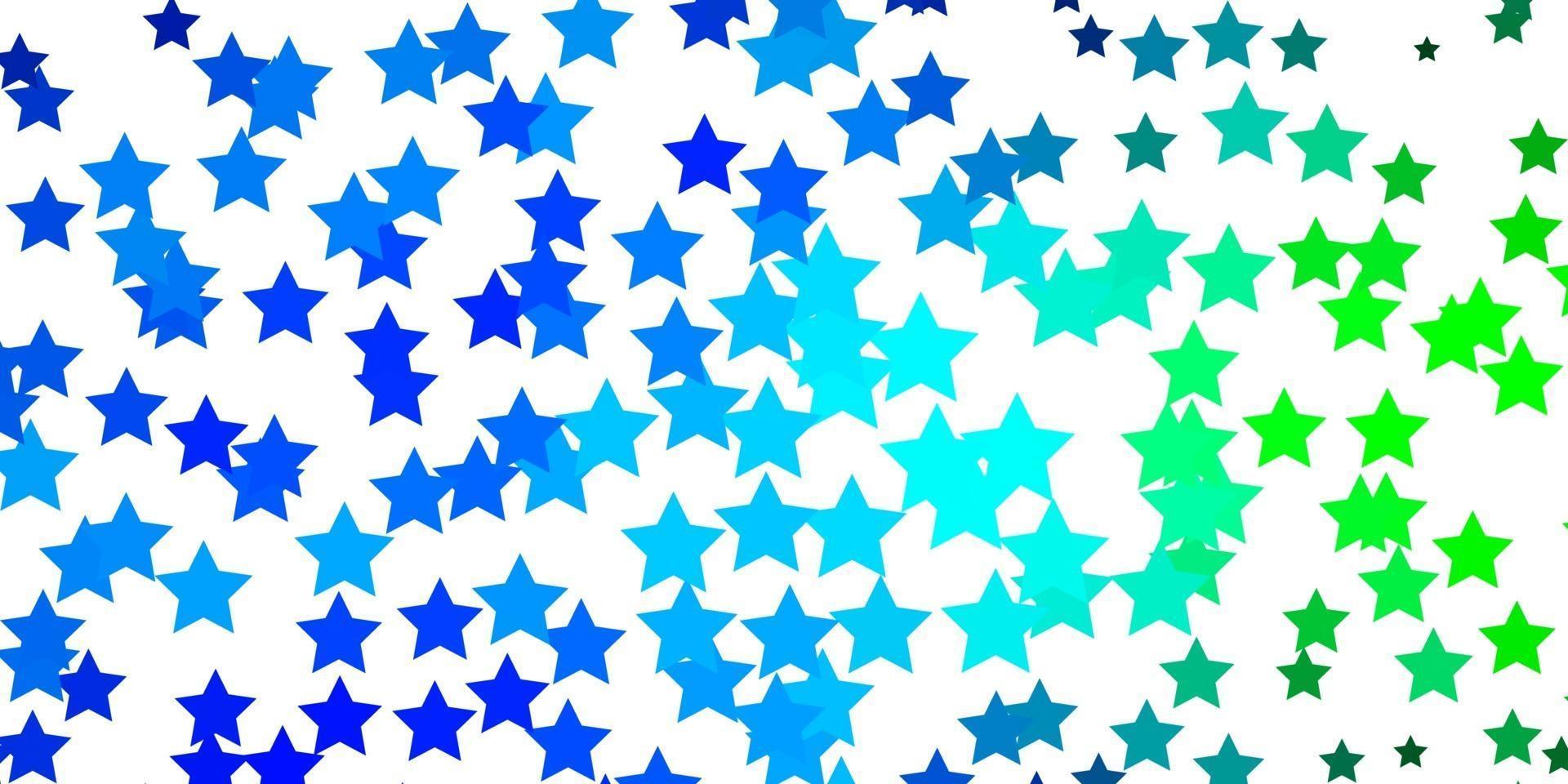 Fondo de vector azul claro, verde con estrellas de colores.