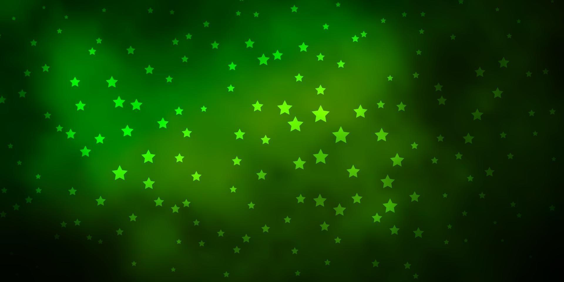 Dark Green vector texture with beautiful stars.