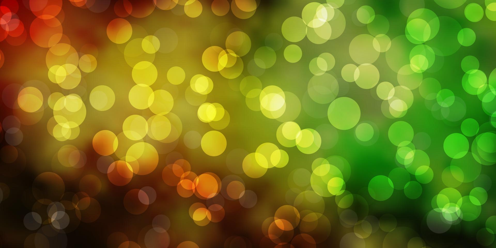 Light Green, Yellow vector background with bubbles.