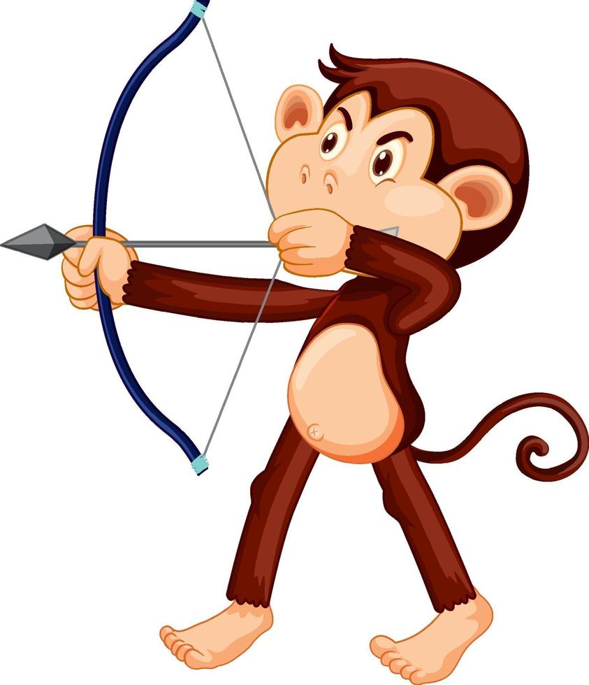 Monkey holding an archery cartoon character vector