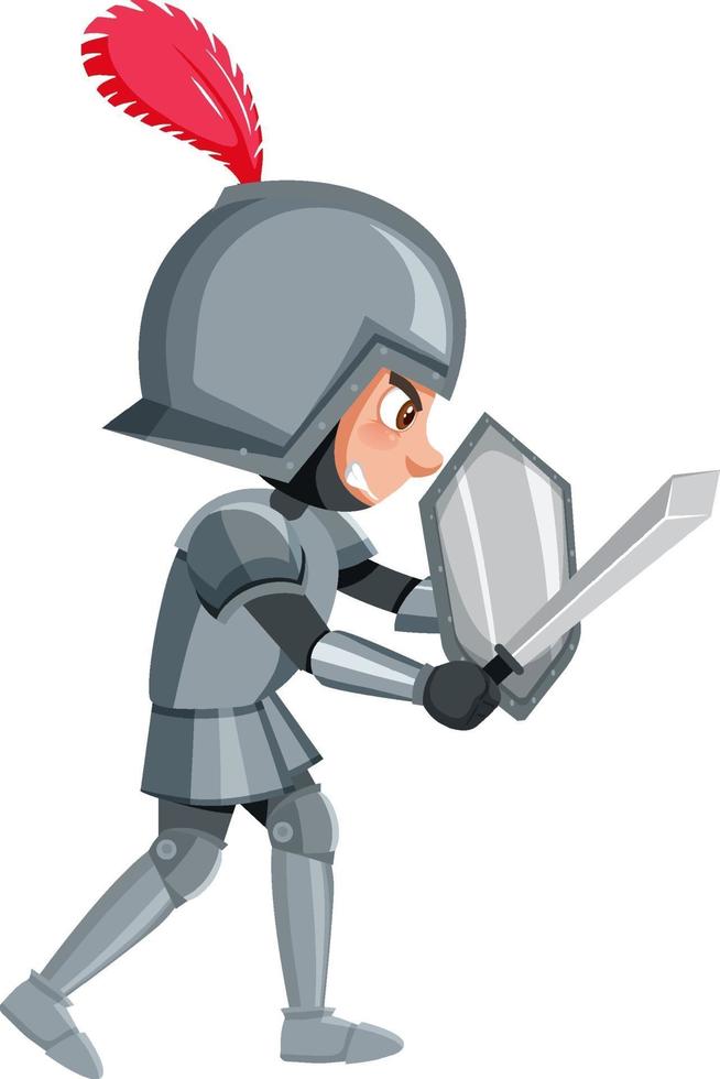 Angry knight cartoon character vector