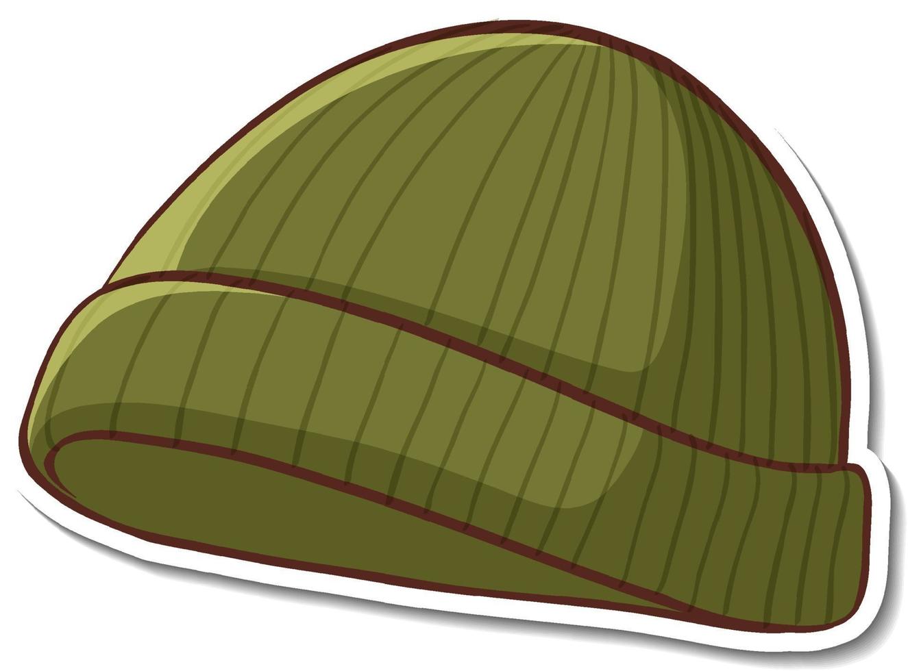 Sticker design with green beanie hat isolated vector