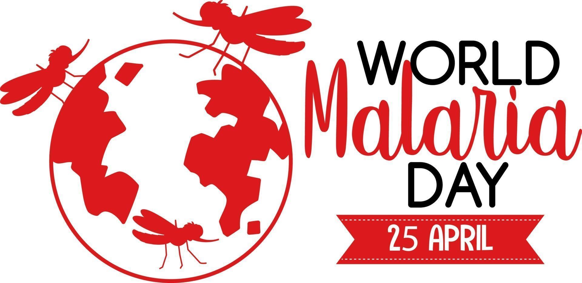 World Malaria Day logo or banner with mosquito on the earth sign vector