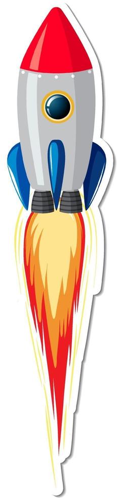 Sticker template with rocket ship isolated vector