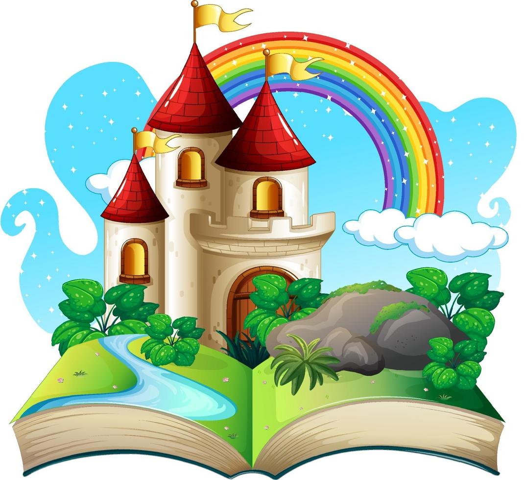 3D pop up book with castle fairy tale theme vector