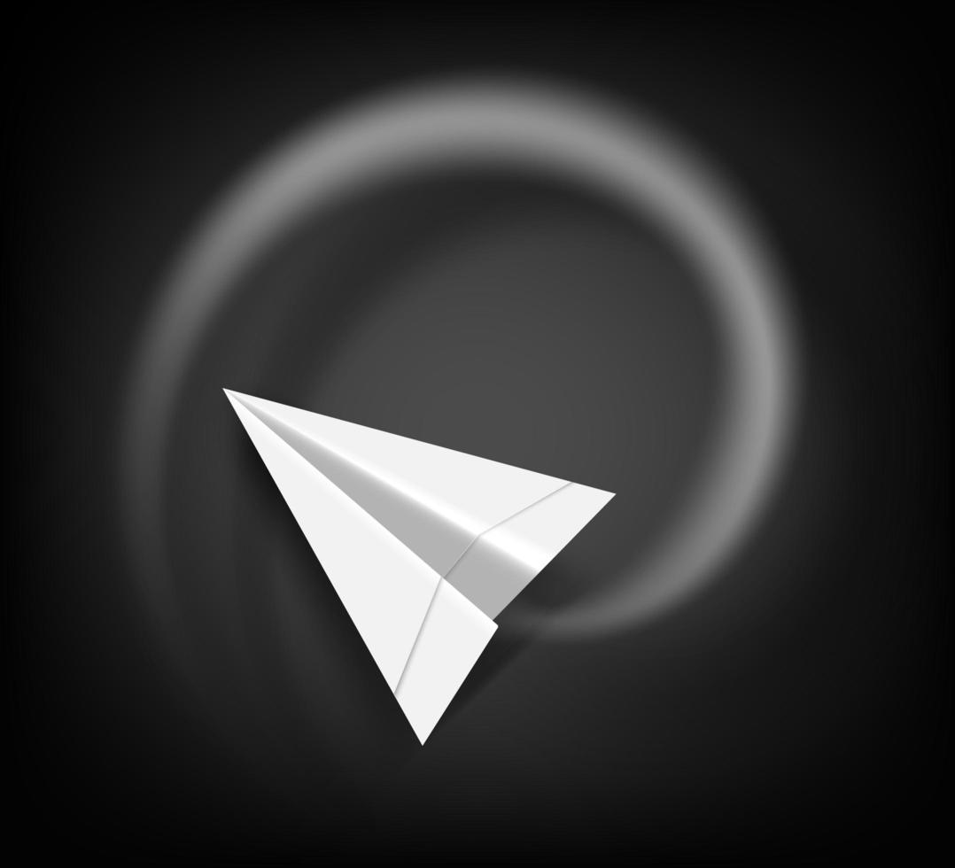 Flying paper airplane on the background of a black chalk board vector