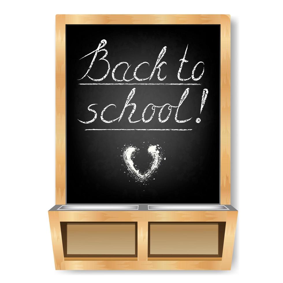 Black chalkboard with chalk shelf. Back to school. vector
