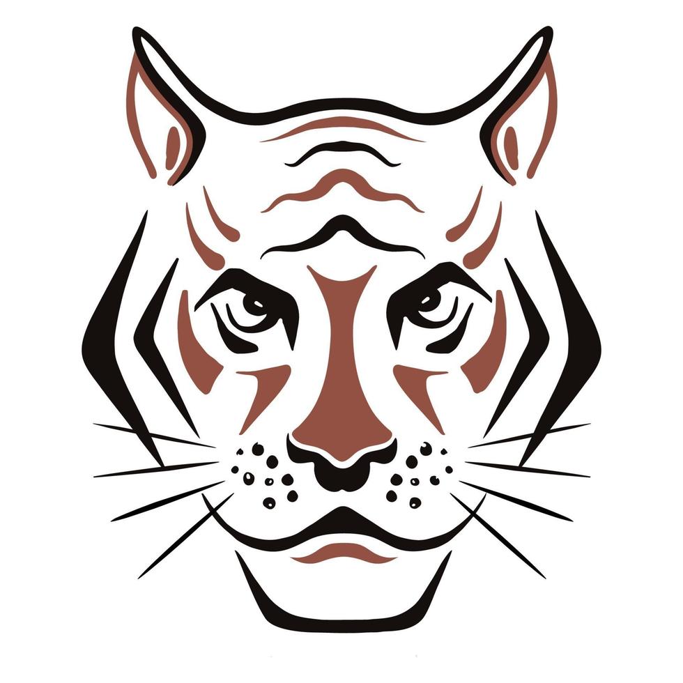 Tiger face sketch. 2022 is the year of the  Chinese calendar vector