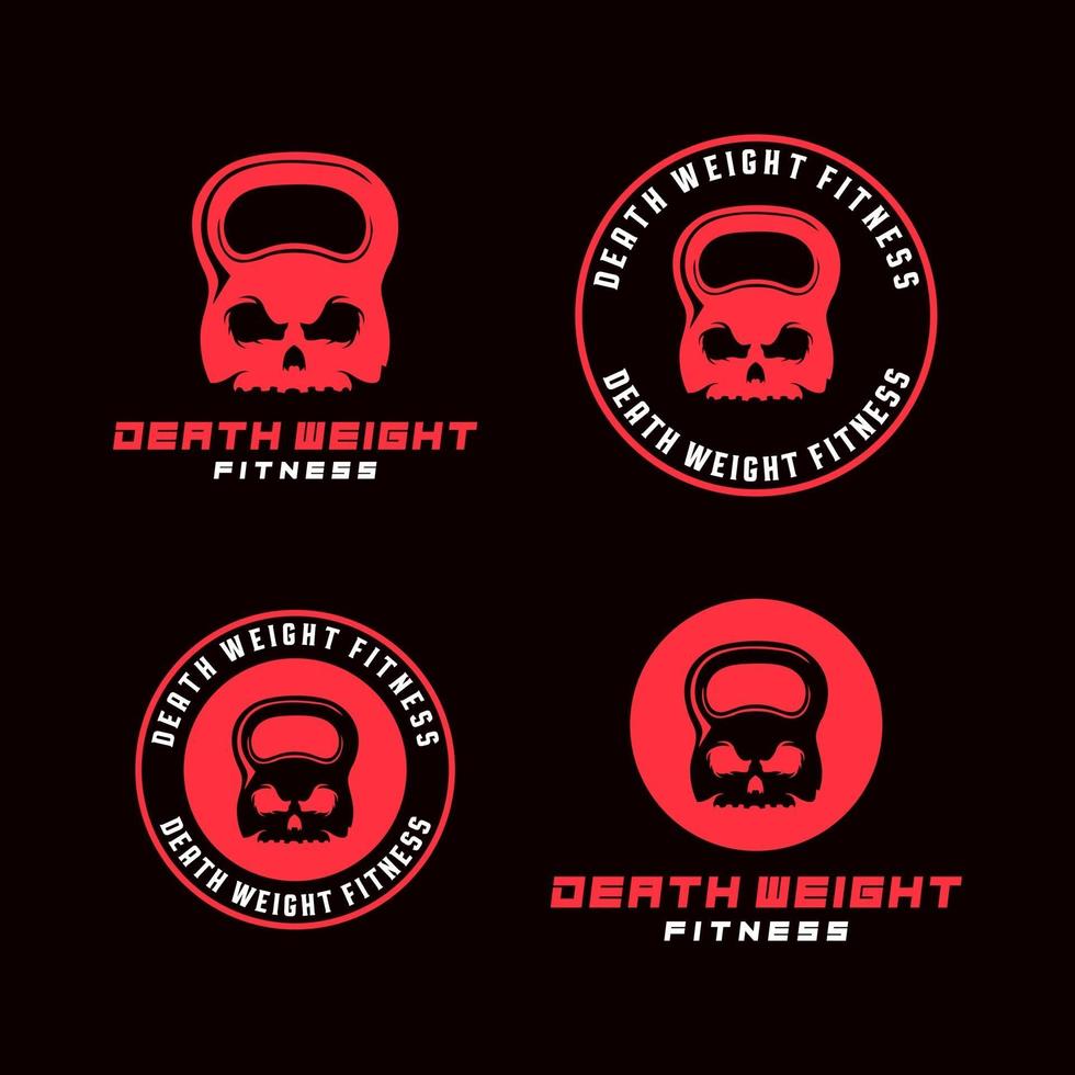 Fitness skull kettlebell logo template vector