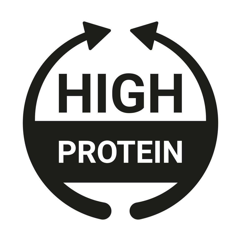 signo de alto contenido de proteínas. icono de comida y dieta para denotar alto contenido de proteínas vector