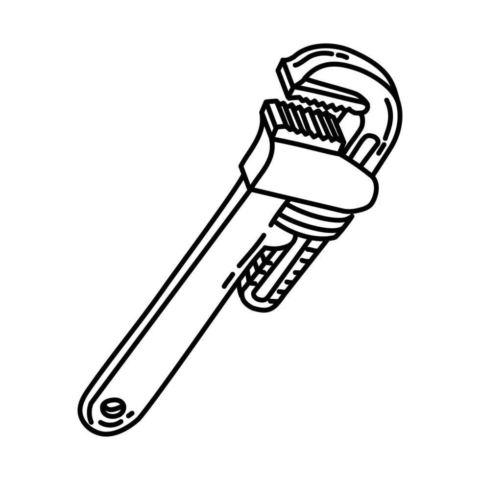 Pipe Wrench Icon. Doodle Hand Drawn or Outline Icon Style vector