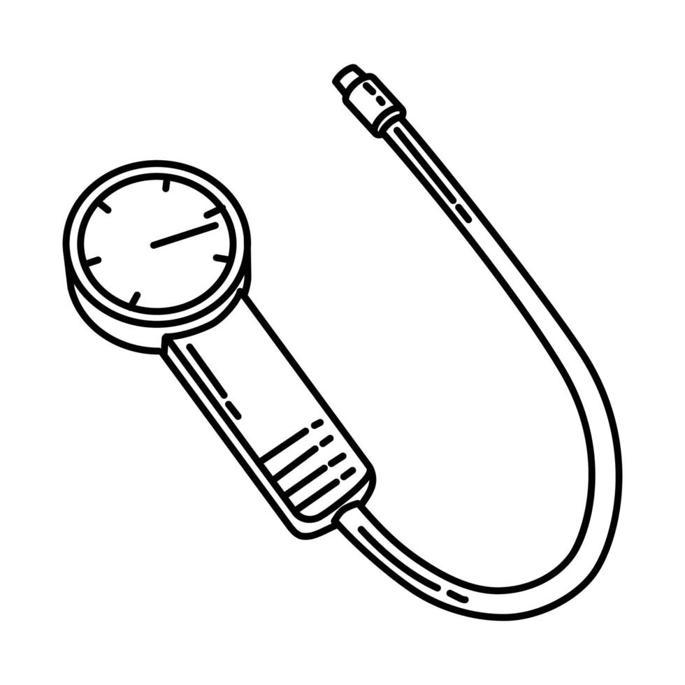 icono del probador de compresión del cilindro. dibujado a mano doodle vector