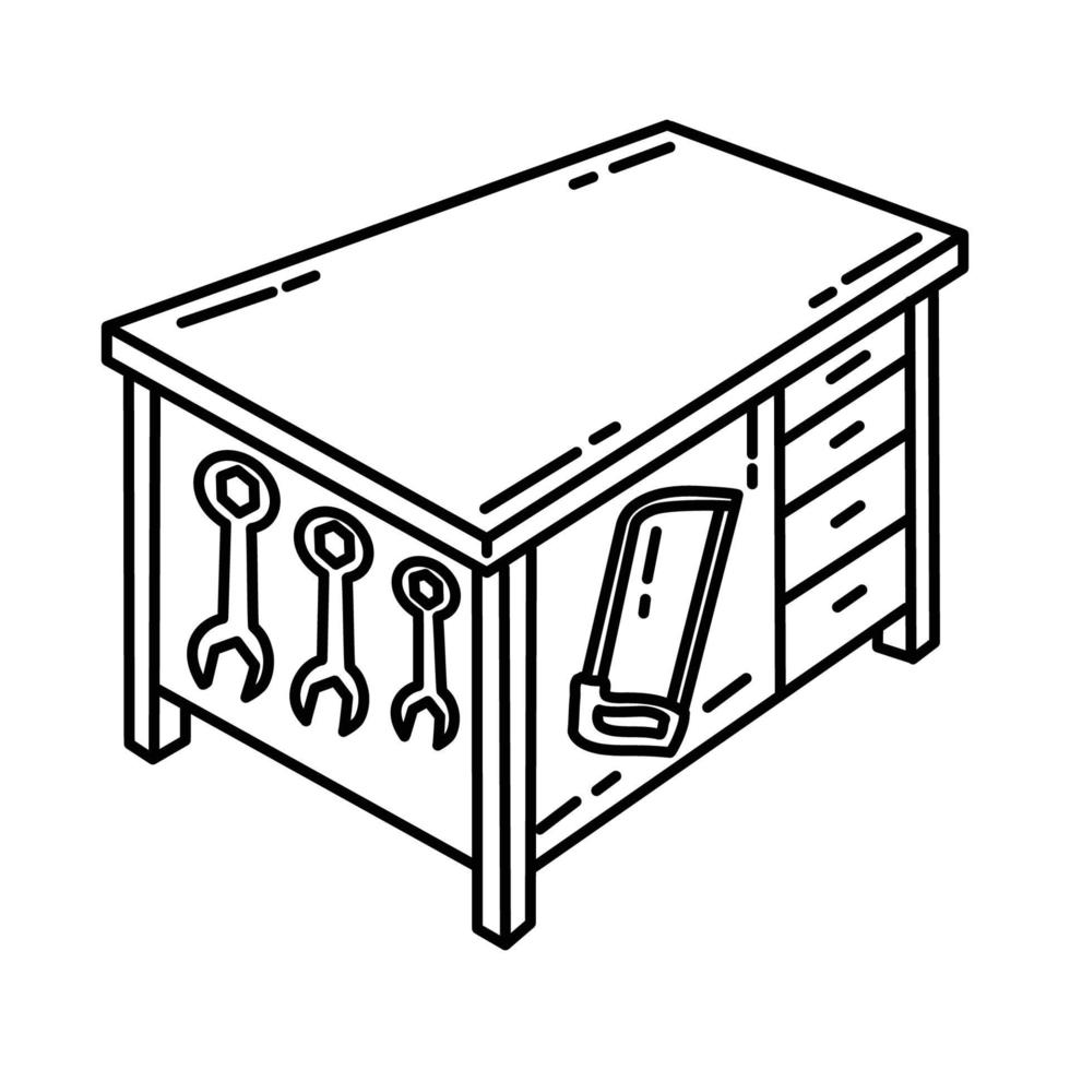 Work Bench Icon. Doodle Hand Drawn or Outline Icon Style vector