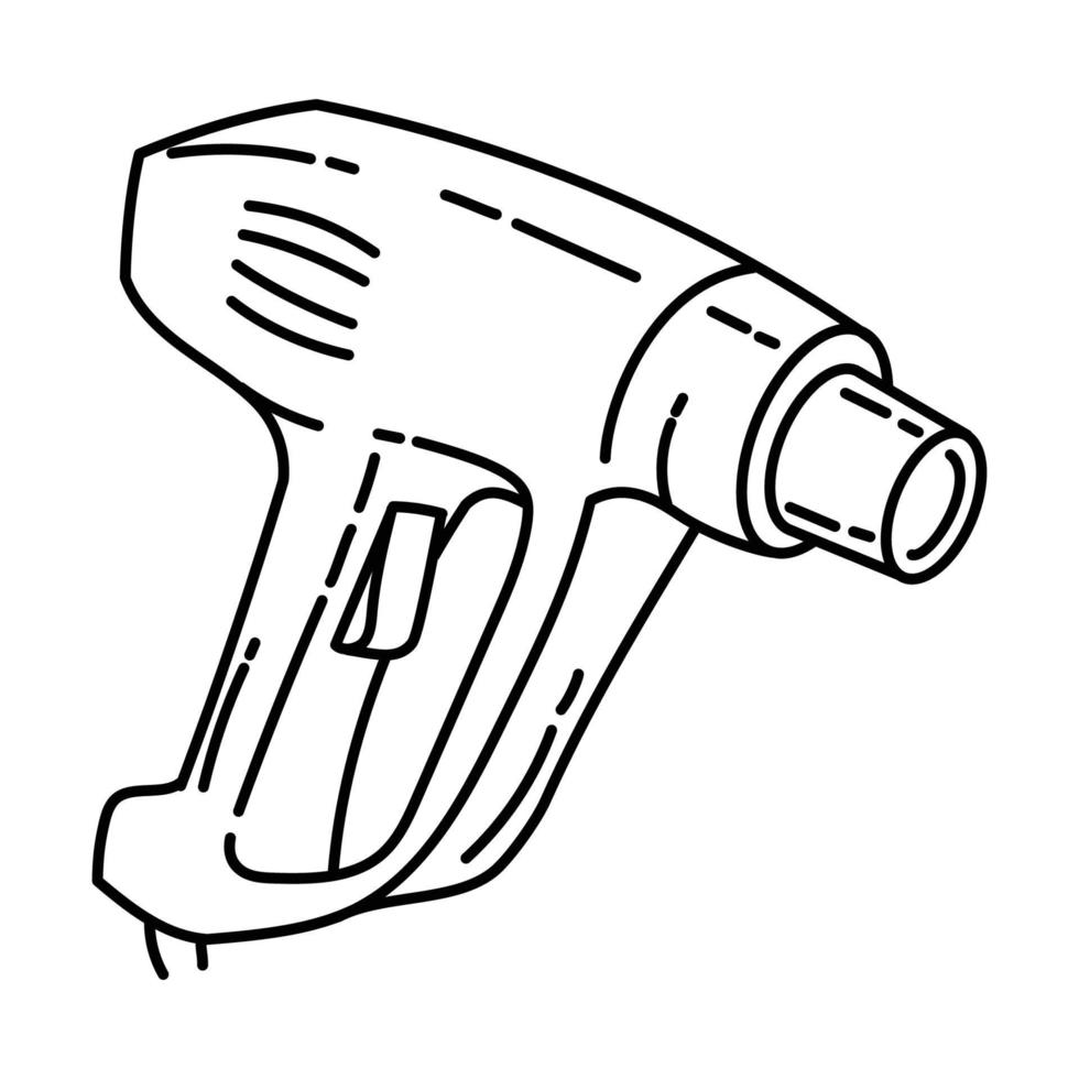 icono de pistola de calor. Doodle dibujado a mano o estilo de icono de contorno vector