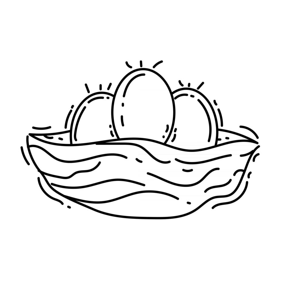 icono de huevo de nido de cultivo. conjunto de iconos dibujados a mano, contorno negro, vector
