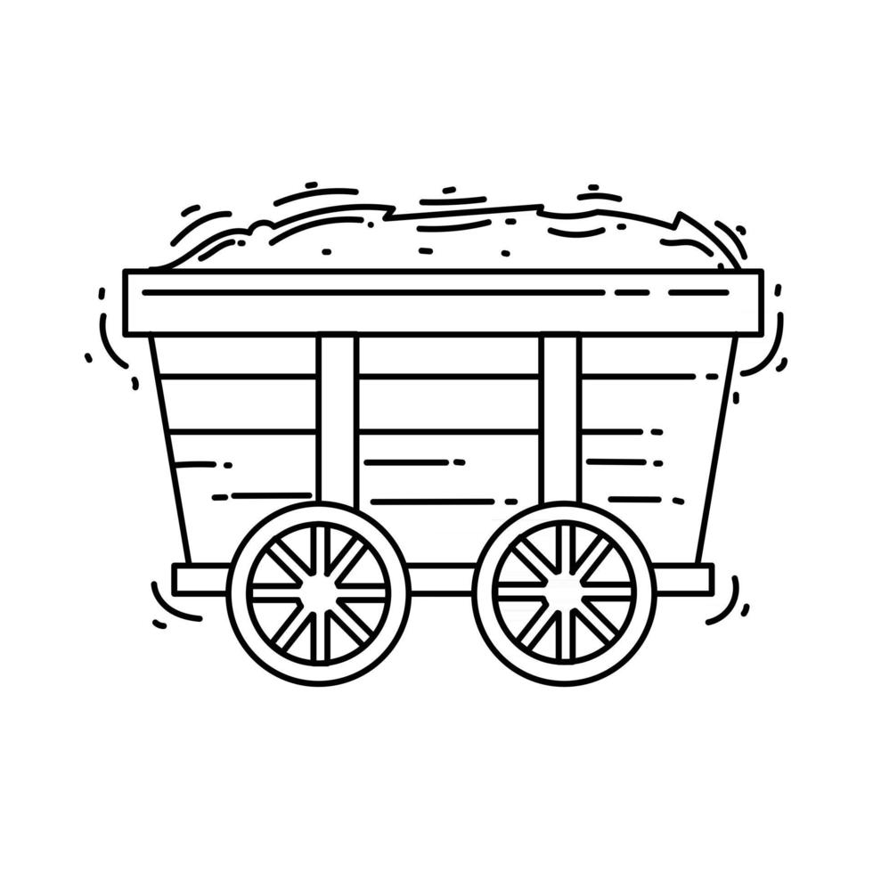 Farming wagon icon. hand drawn icon set, outline black, vector