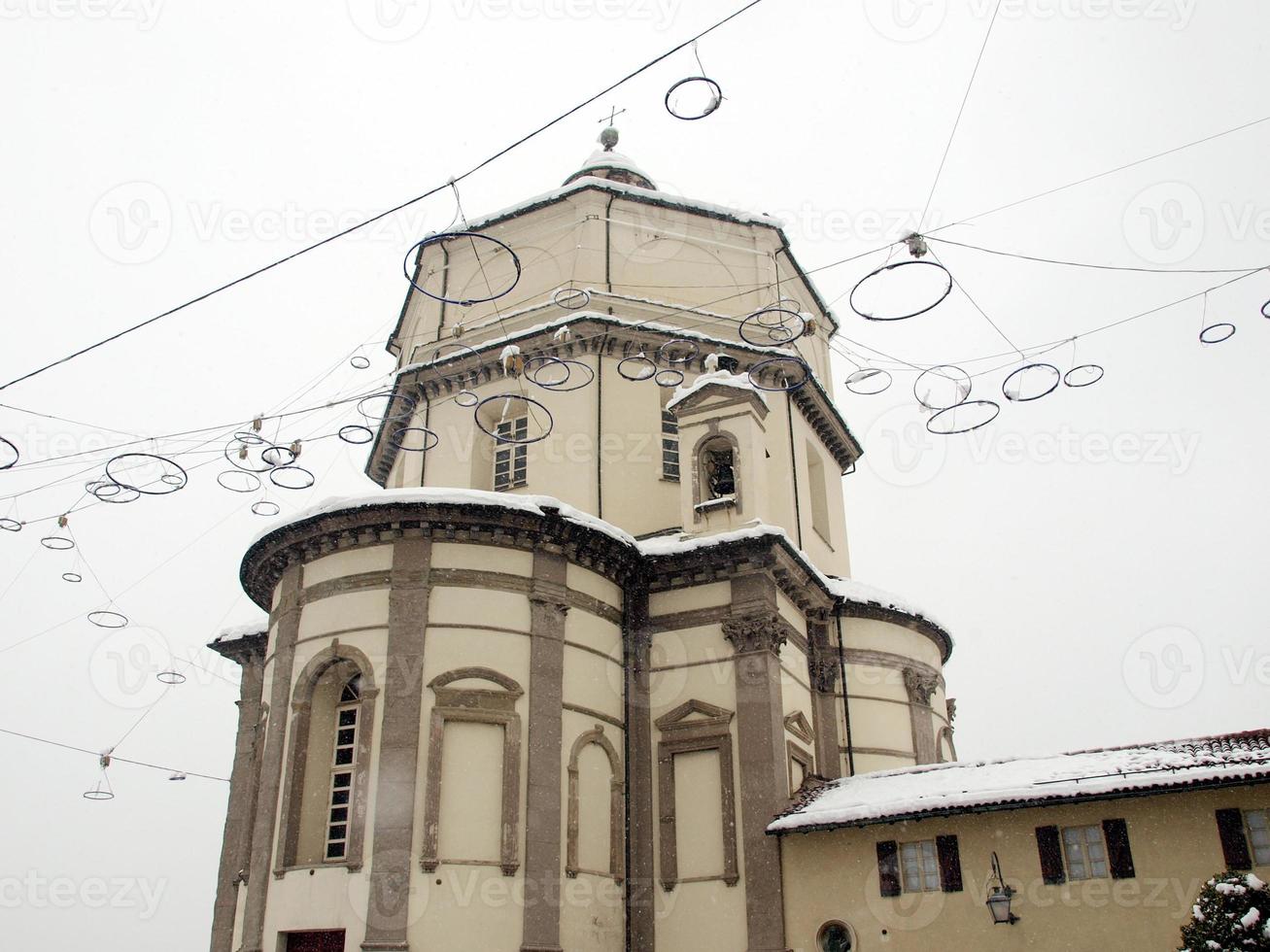 Iglesia Cappuccini bajo la nieve, Turín foto