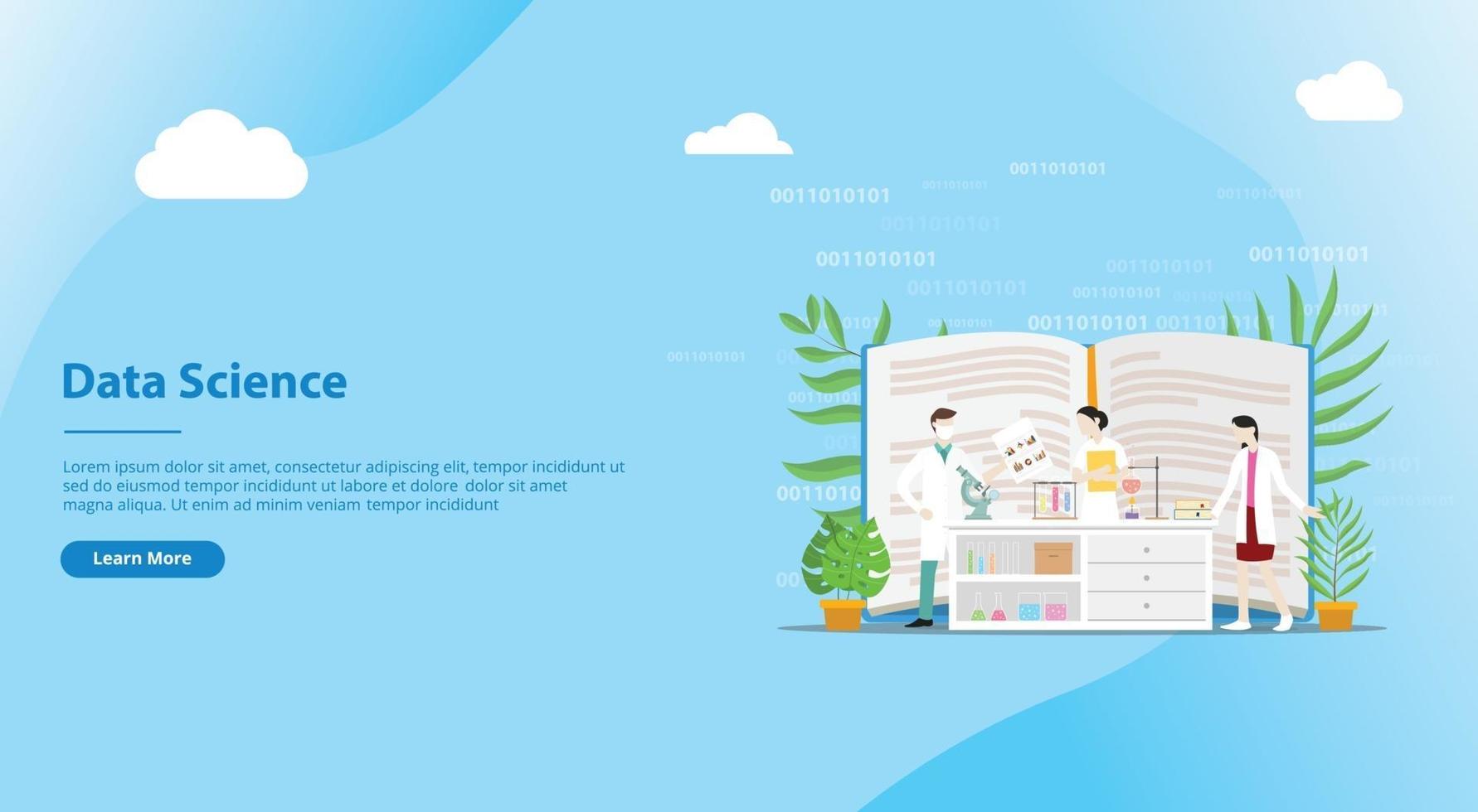 data science concept for website template design page vector