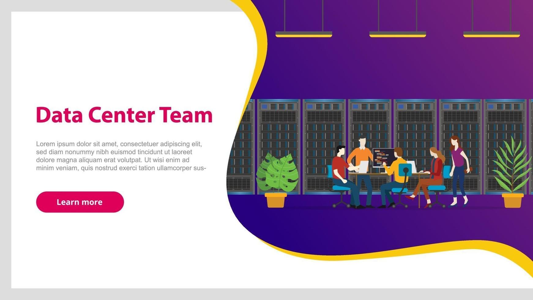 data center team concept for website template landing page vector