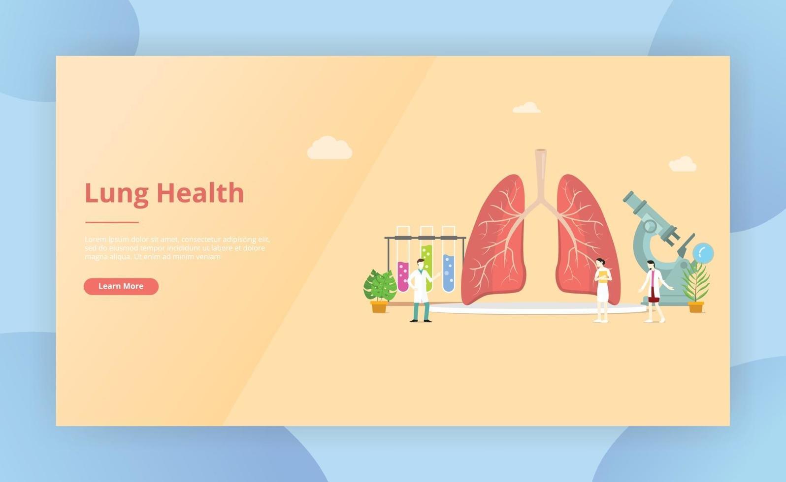 concepto de tratamiento saludable de los pulmones para la página de plantilla de sitio web vector