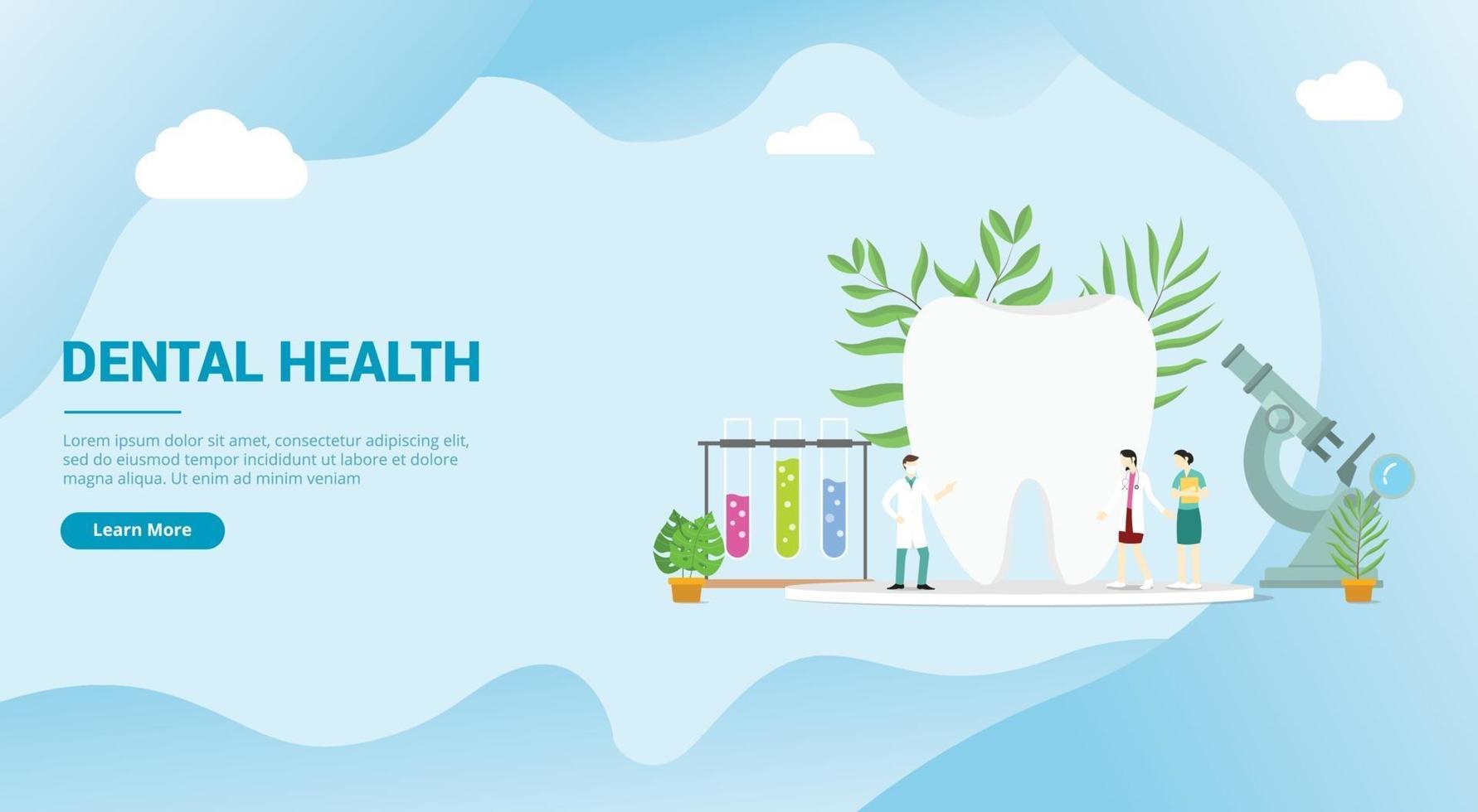 dental health concept with doctor for website landing vector