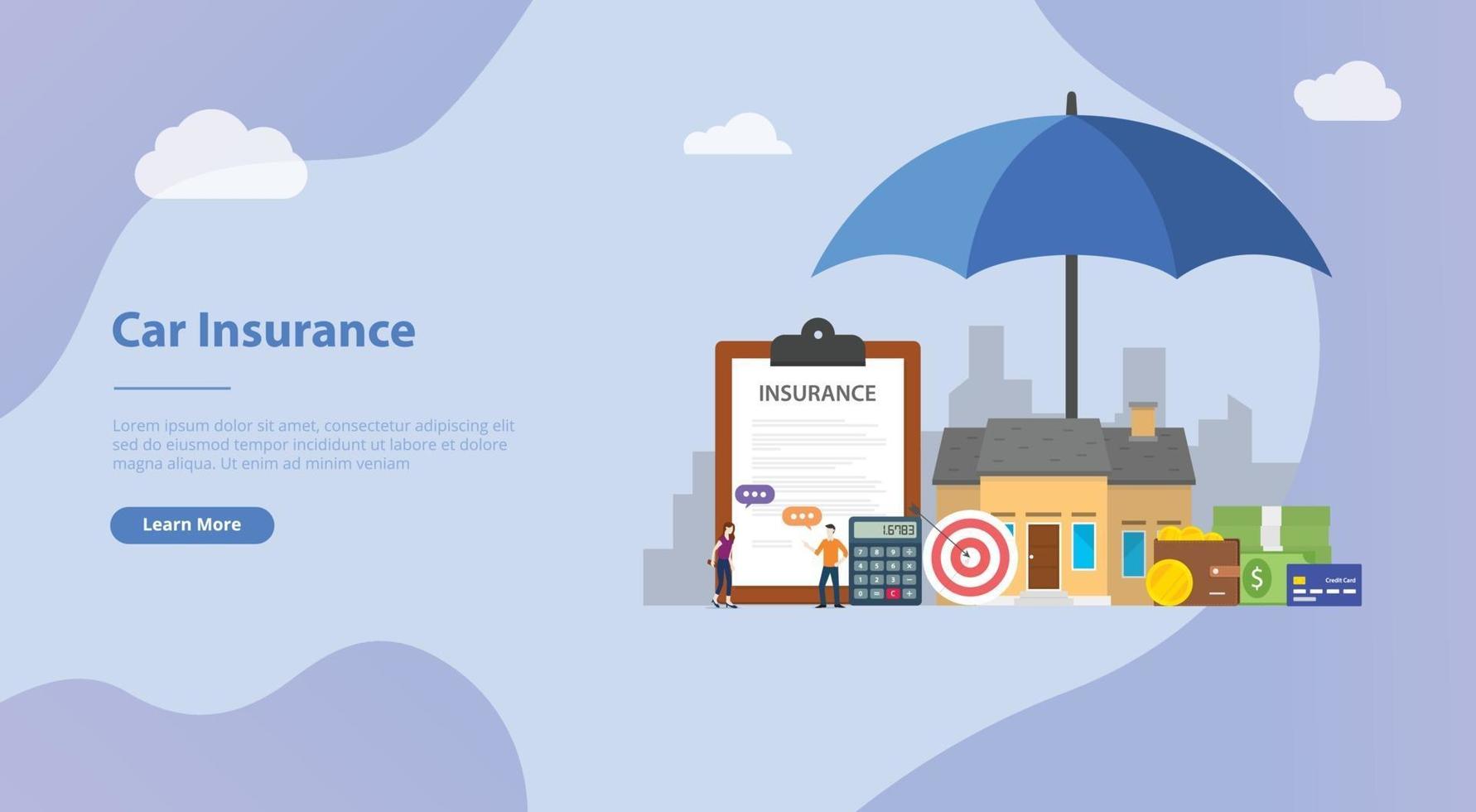 house insurance concept with home and paper contract vector