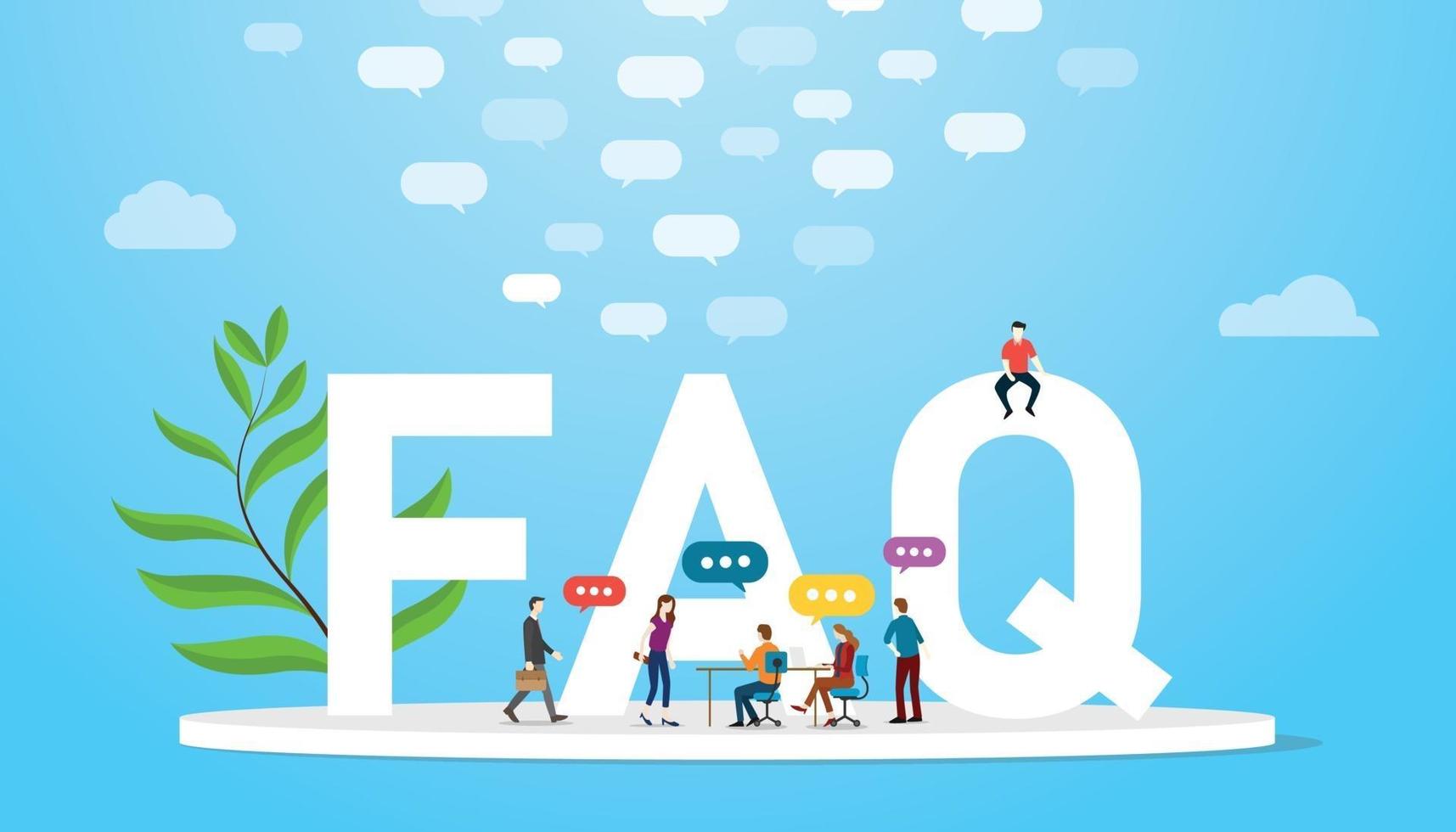 faq frequently asked question concept with team people vector