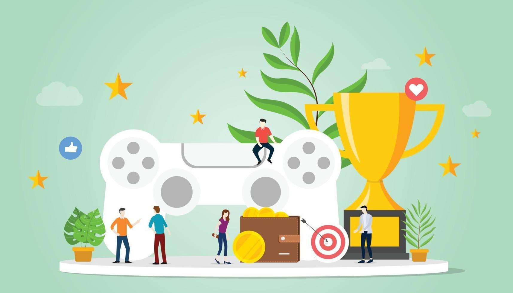 gamification life concept with goals reward and star 