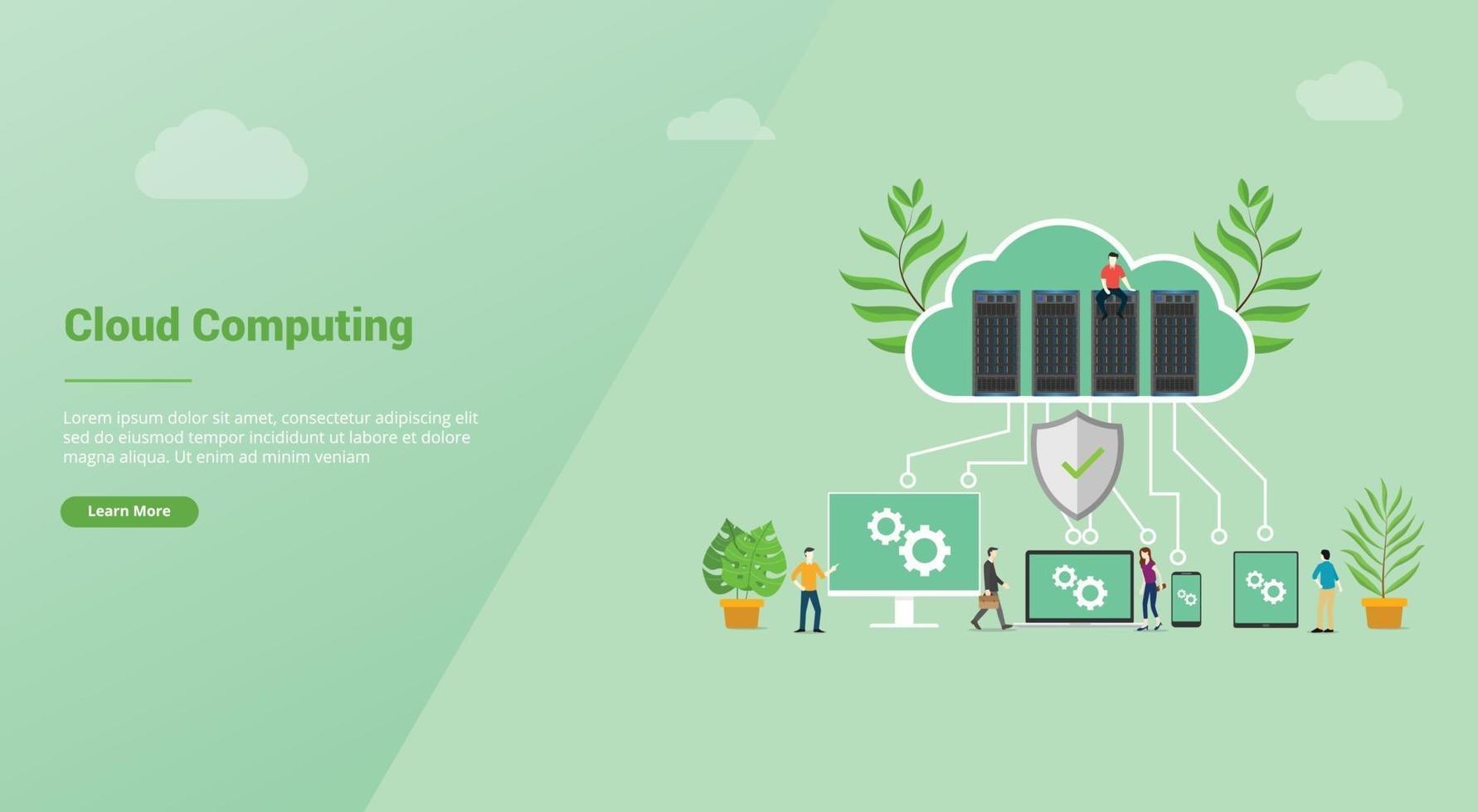 cloud computing concept with database server for website template vector