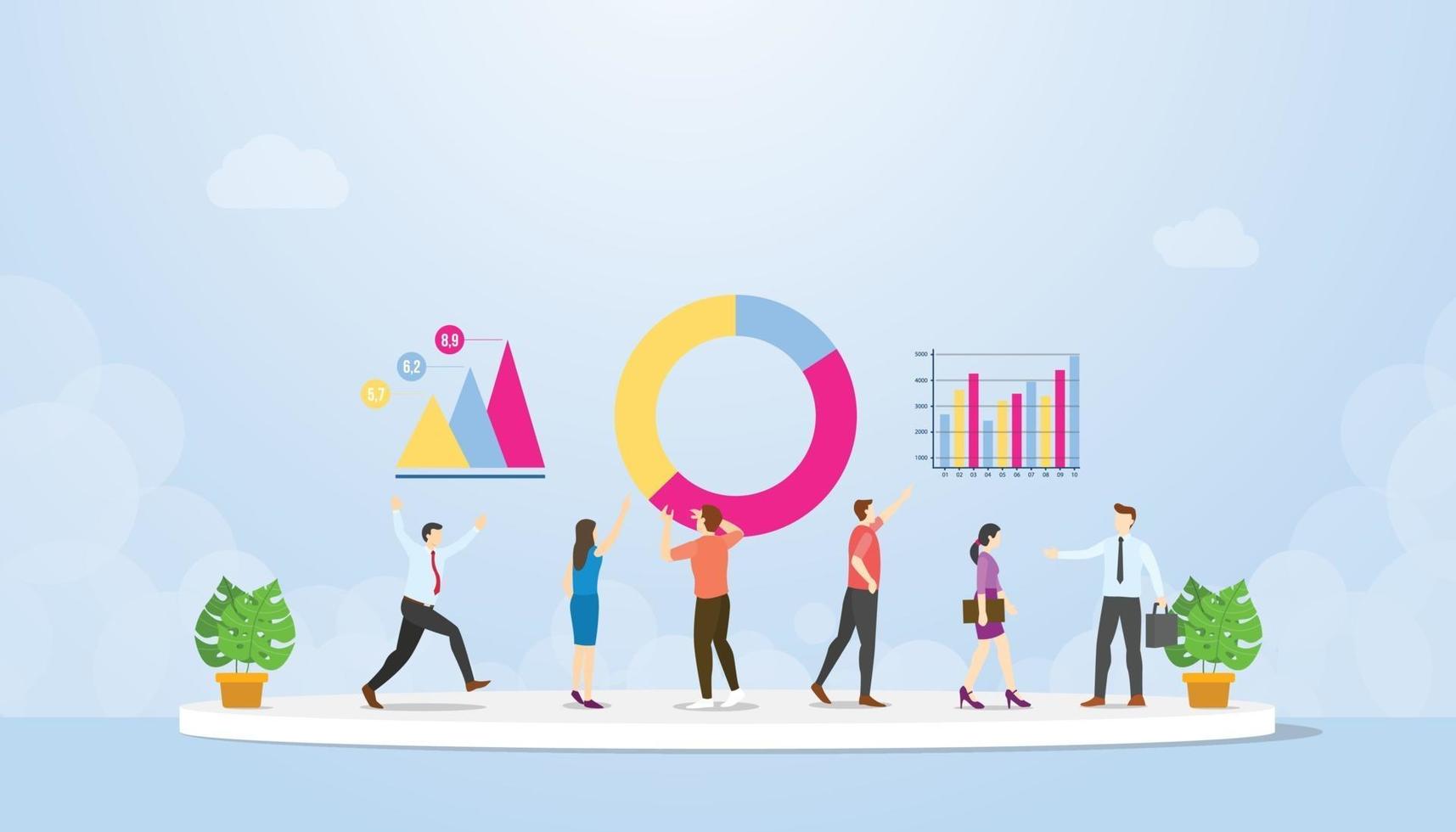 data analysis with team and people evaluate analyze information vector