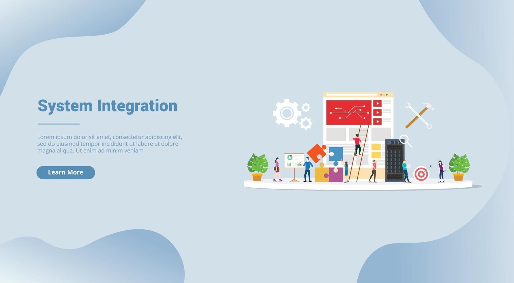 system integration technology for website template or landing homepage vector