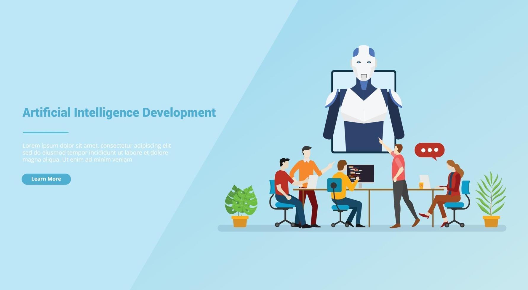 ai or artificial intelligence development for website template vector