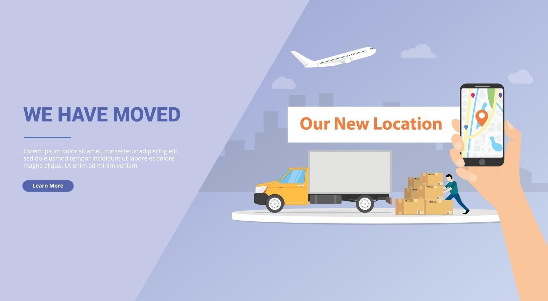 we have moved or moving business company for website template vector