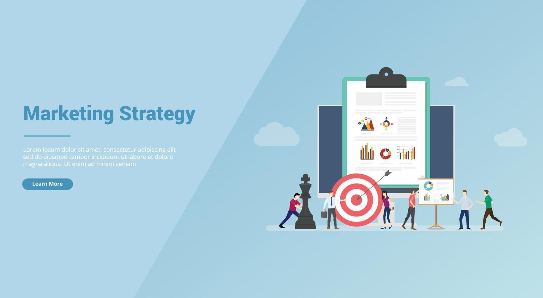 marketing strategy business team meeting for website template vector