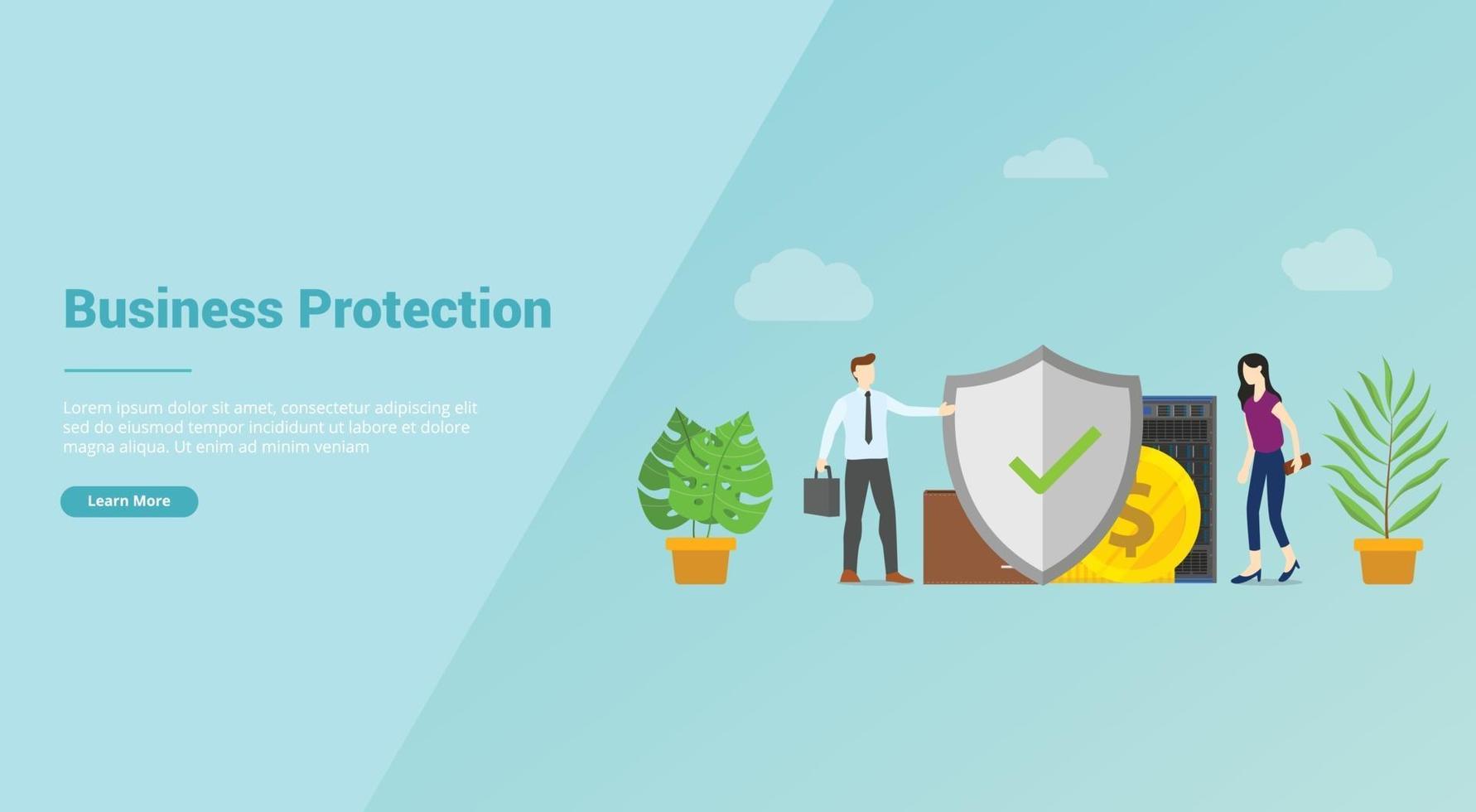 servicio de seguridad de protección empresarial para plantilla de sitio web o banner vector