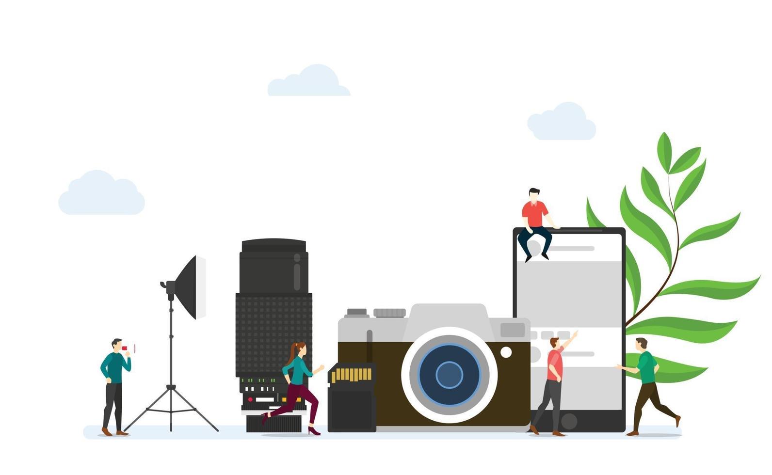 digital photography concept with some tools and icon for photograph vector