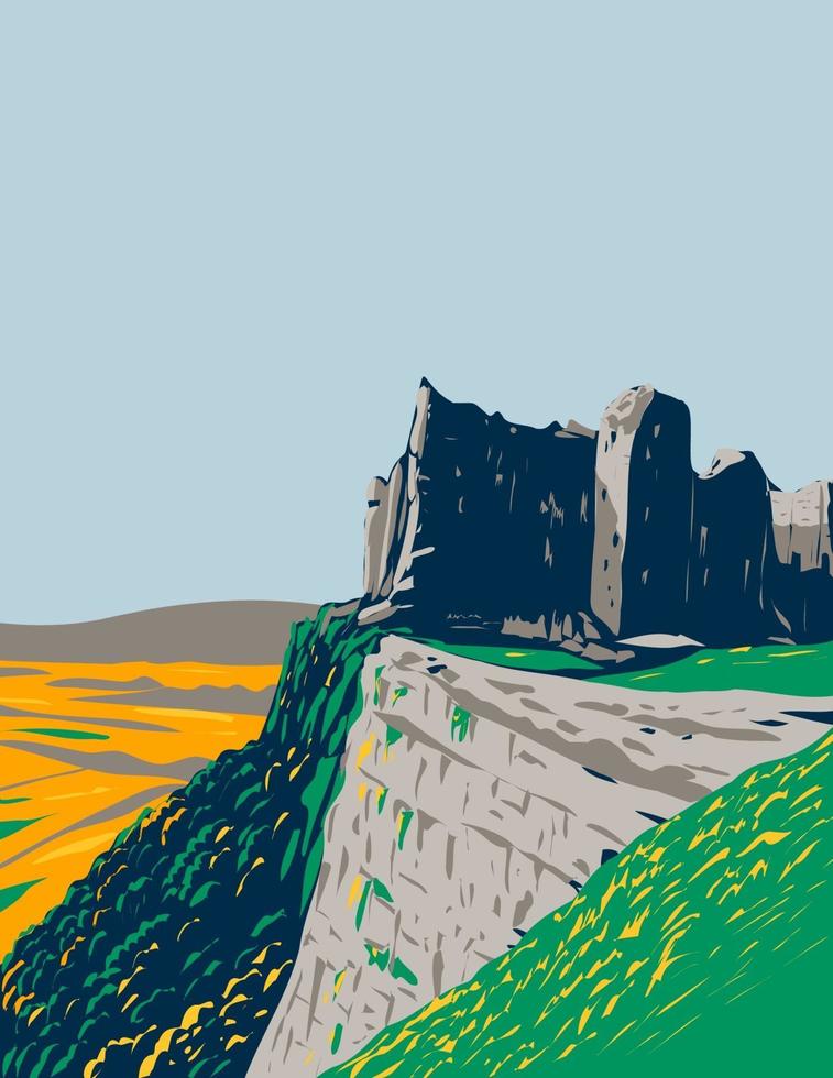 Carreg cennen ruinas del castillo del parque nacional de brecon beacons art deco wpa vector