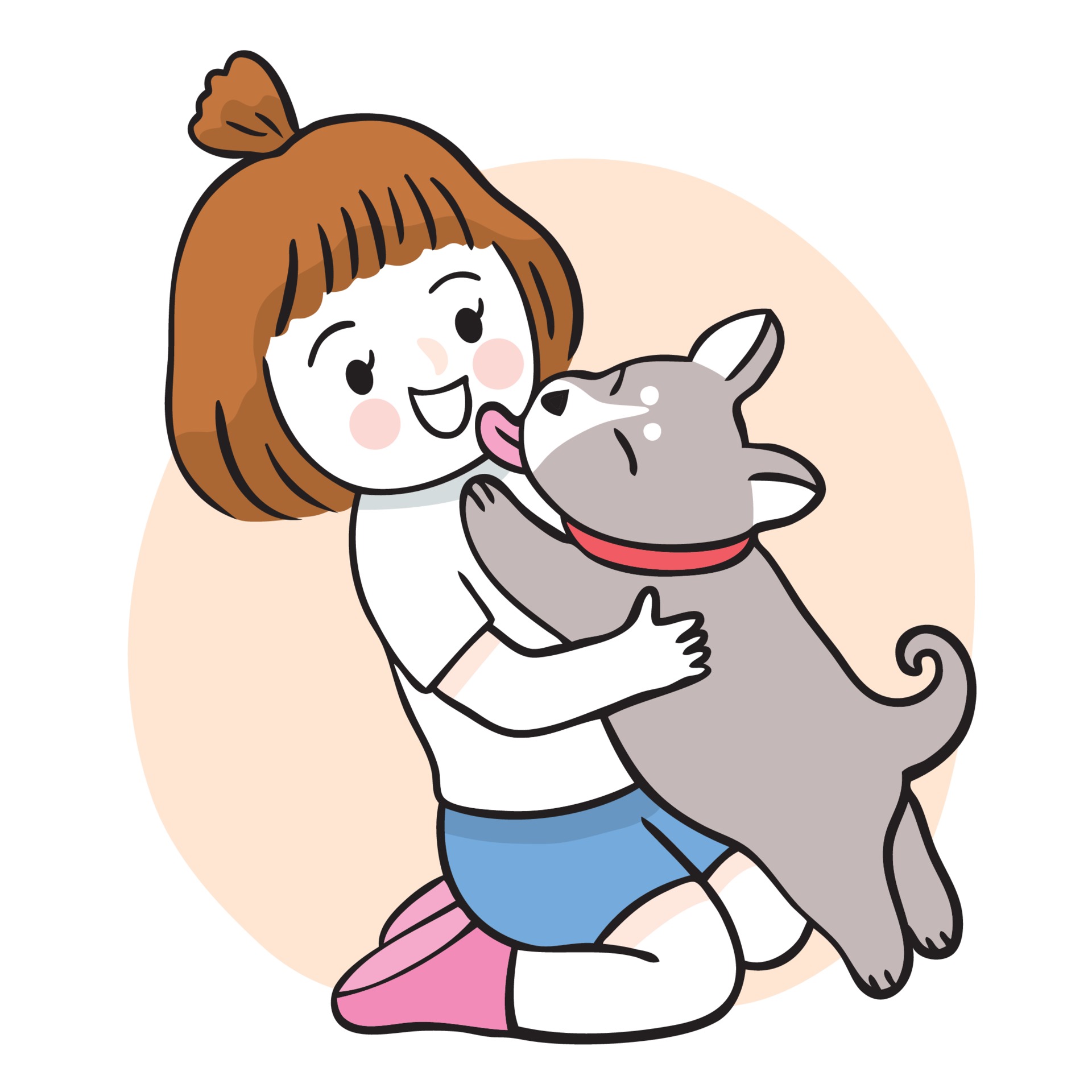 Hand draw cartoon cute girl hug dog vector. 3216796 Vector Art at Vecteezy Hand draw cartoon cute girl hug dog vector. 3216796 Vector Art at Vecteezy