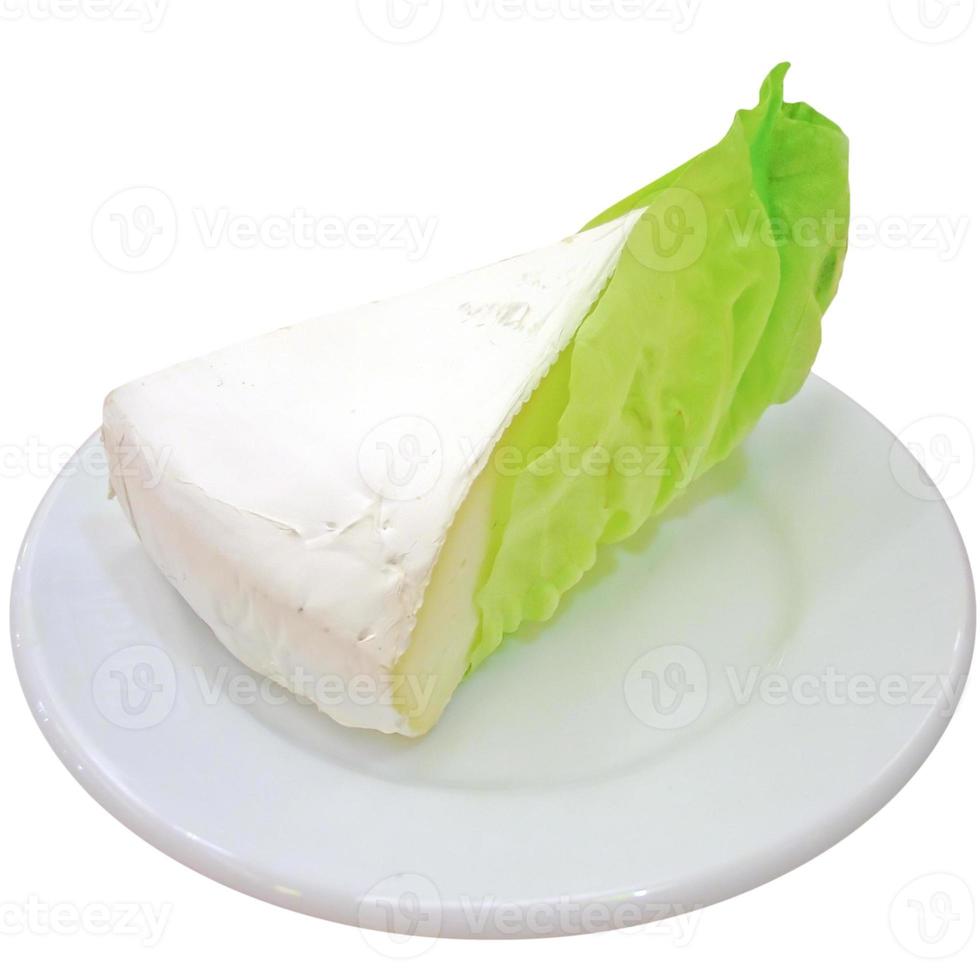 queso con lechuga aislado sobre blanco foto