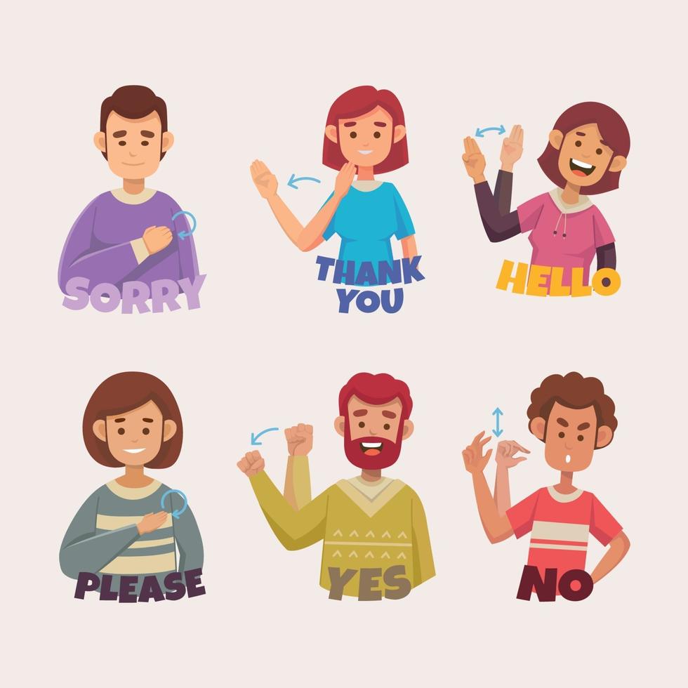 Set of Sign Language People vector